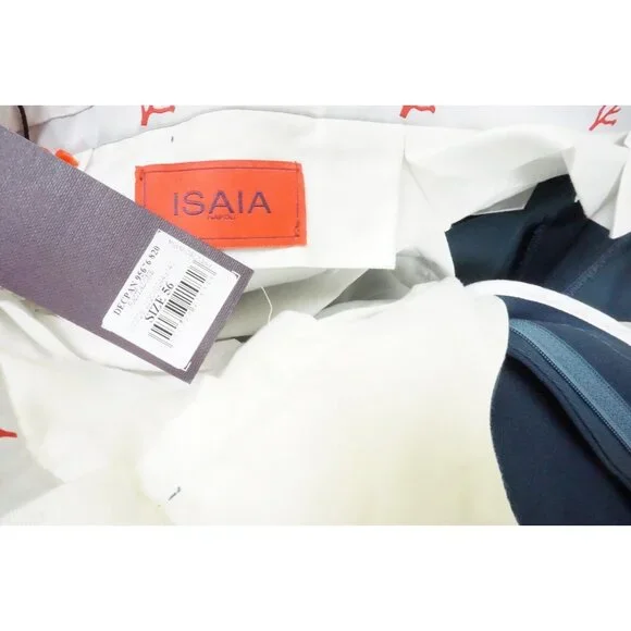 Isaia Blue Comfort Project Cotton Blend Pants Sz 56R BRAND NEW W TAGS